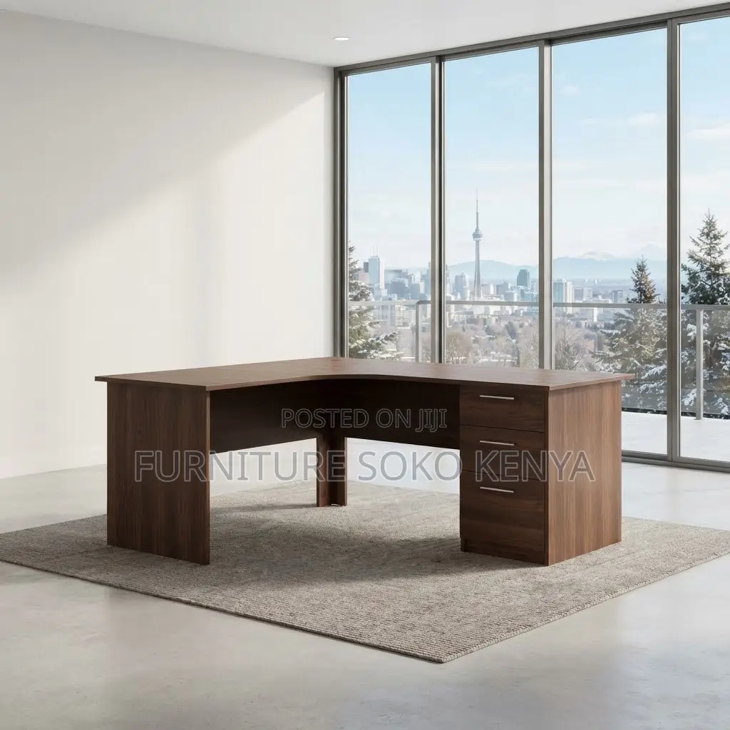 Office Desk; 140cm Customized Curved Computer Desk(Brown)