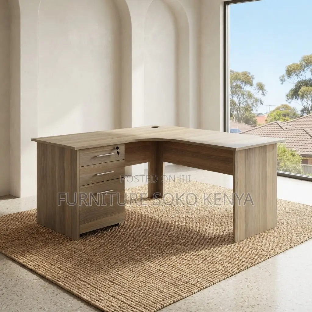 Office Desk; 140cm Customized Curved Computer Desk(Brown)