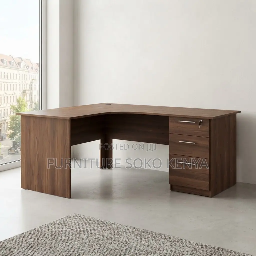 Office Desk; 140cm Customized Curved Computer Desk(Brown)