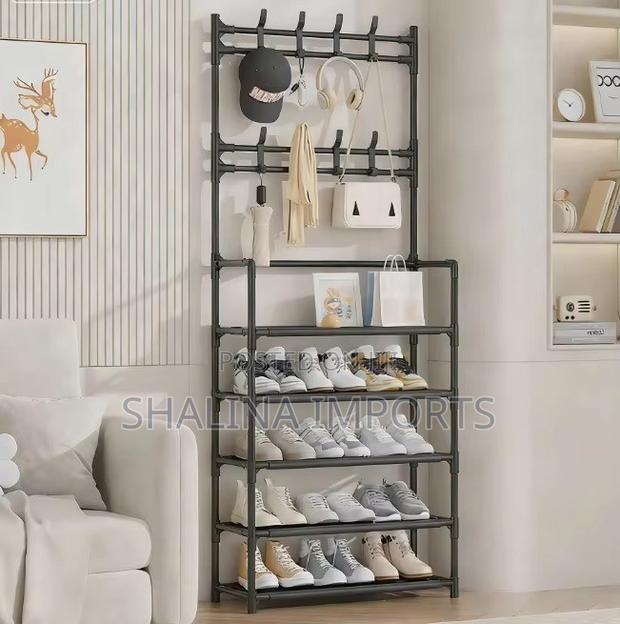 Big Size Multifunctional 5 Tier Executive Shoe, Hat and Coat Rack.