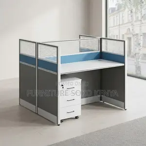 Workstation; 2-Way Modular Blue Imported Workstation