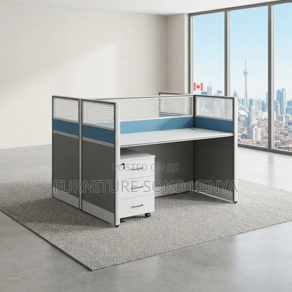 Workstation; 2-Way Modular Blue Imported Workstation