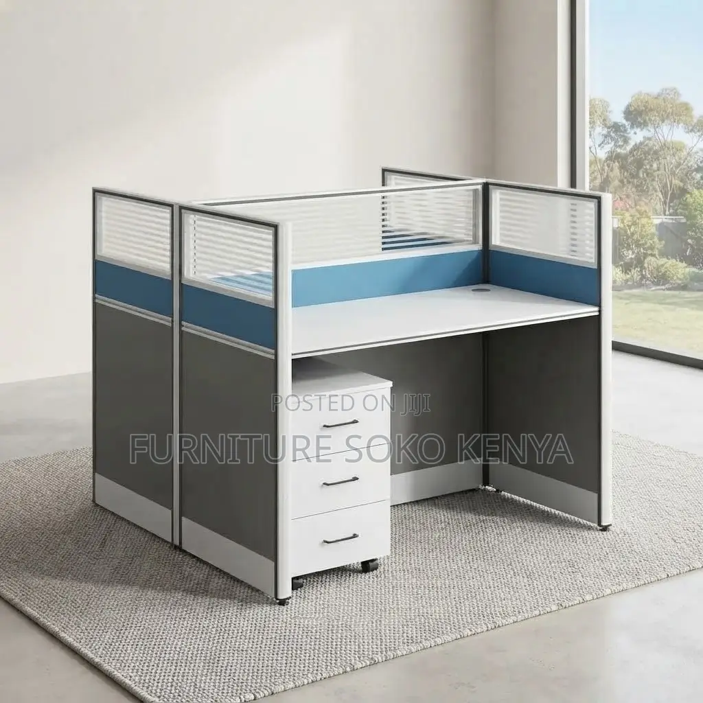 Workstation; 2-Way Modular Blue Imported Workstation