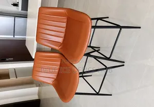 Brown Kitchen Stool With Black Metal Frame
