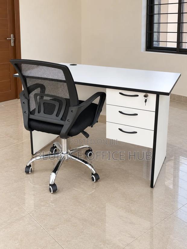 White Office Desk With Mesh Chair - thumbnail 5