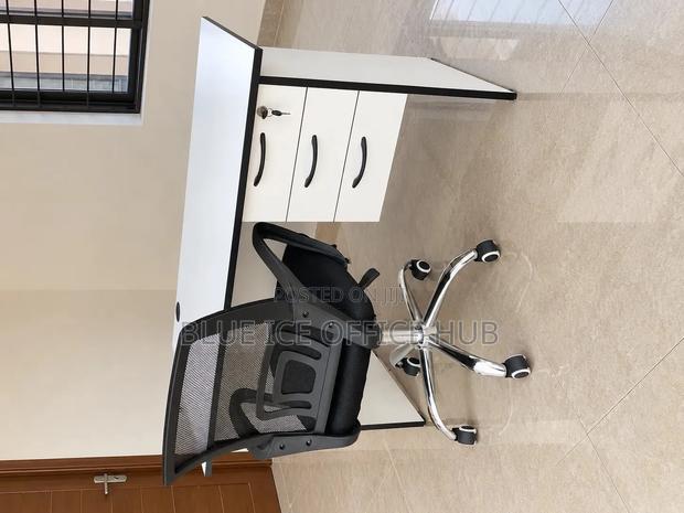 White Office Desk With Mesh Chair - thumbnail 3