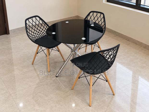 Black Round Dining Table With 3 Chairs - main view