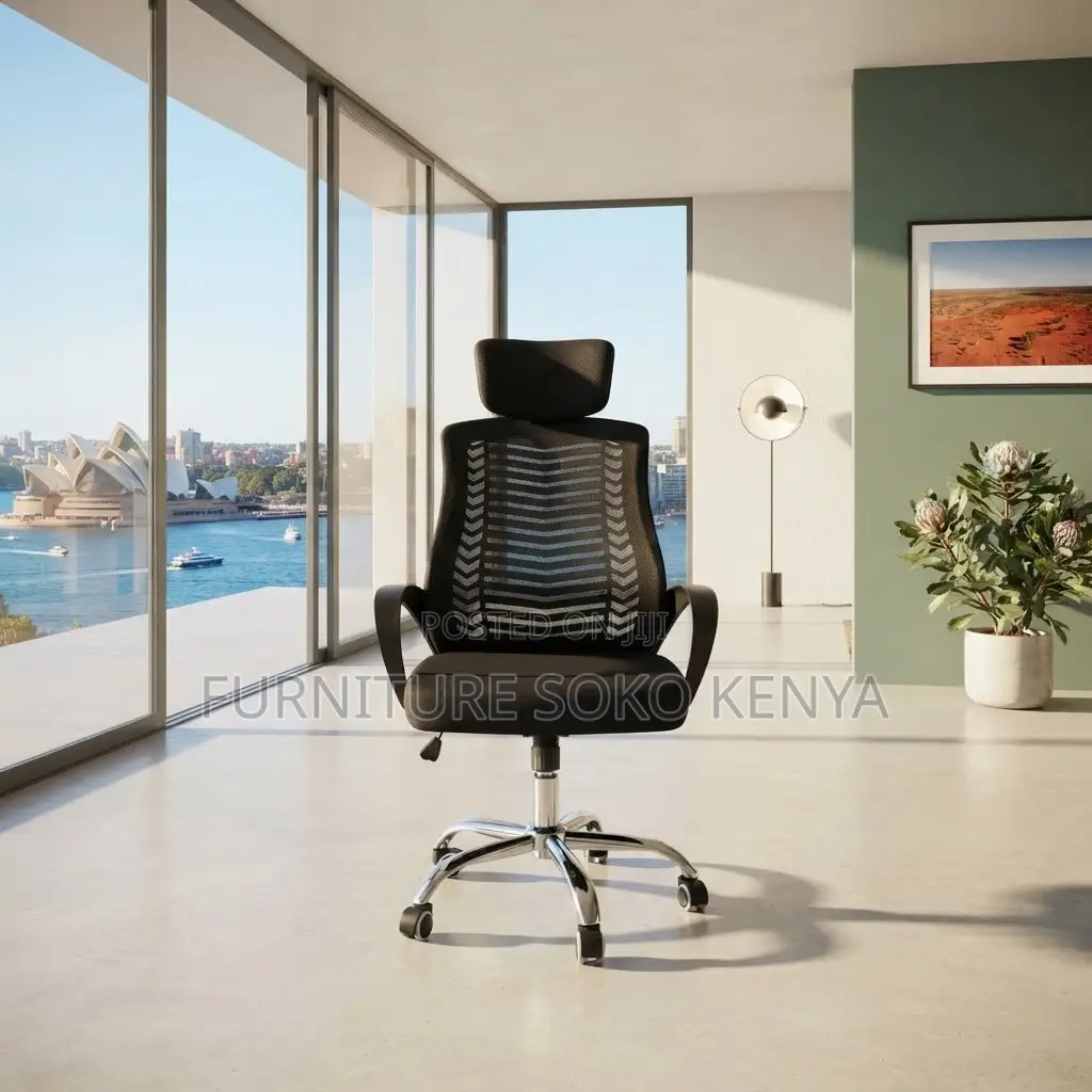 Office Chair; Black Reclining Headrest Mesh Computer Seat