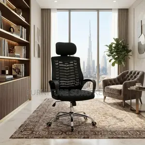 Office Chair; Black Reclining Headrest Mesh Computer Seat