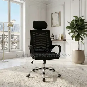 Office Chair; Black Reclining Headrest Mesh Computer Seat