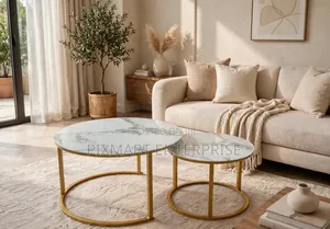 Luxury Nesting Tables for Living Room Marble and Gold Finish