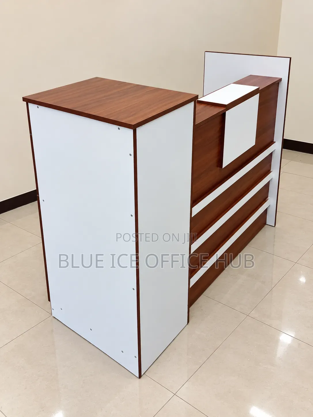 Modern Reception Desk – Brown and White
