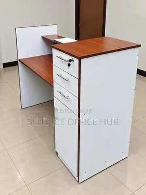 Modern Reception Desk – Brown and White