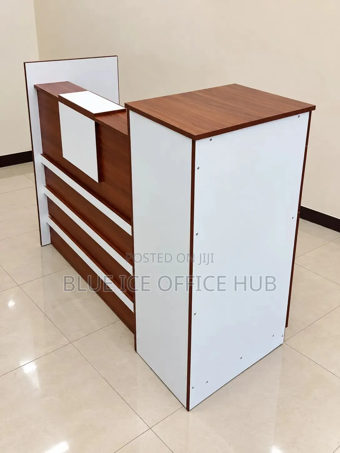 Modern Reception Desk – Brown and White