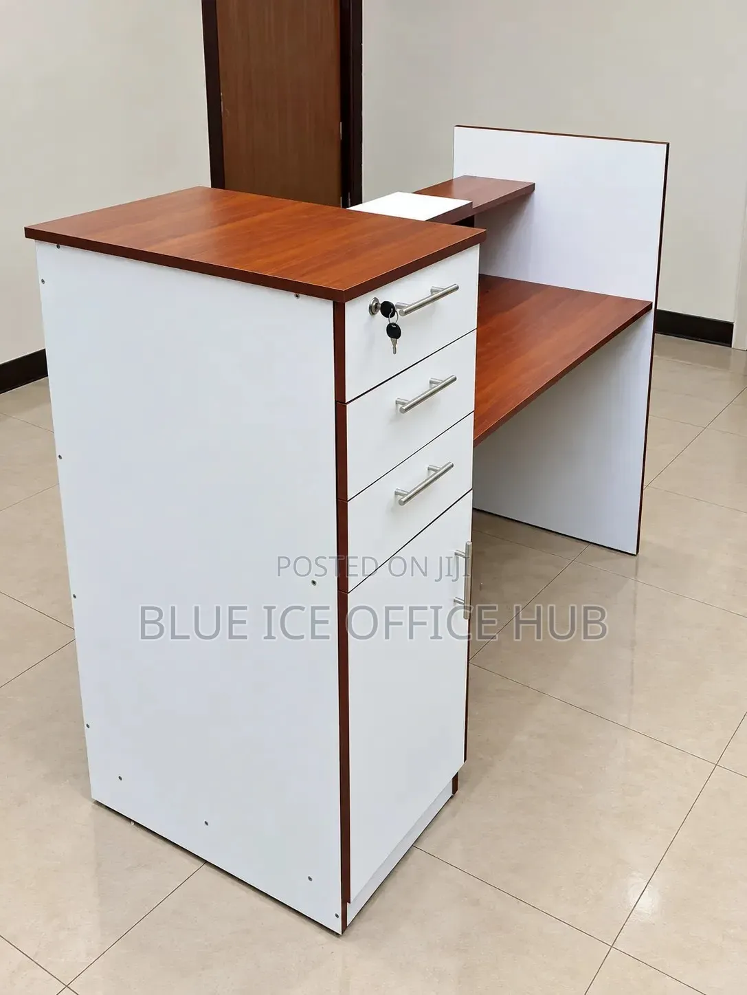 Modern Reception Desk – Brown and White