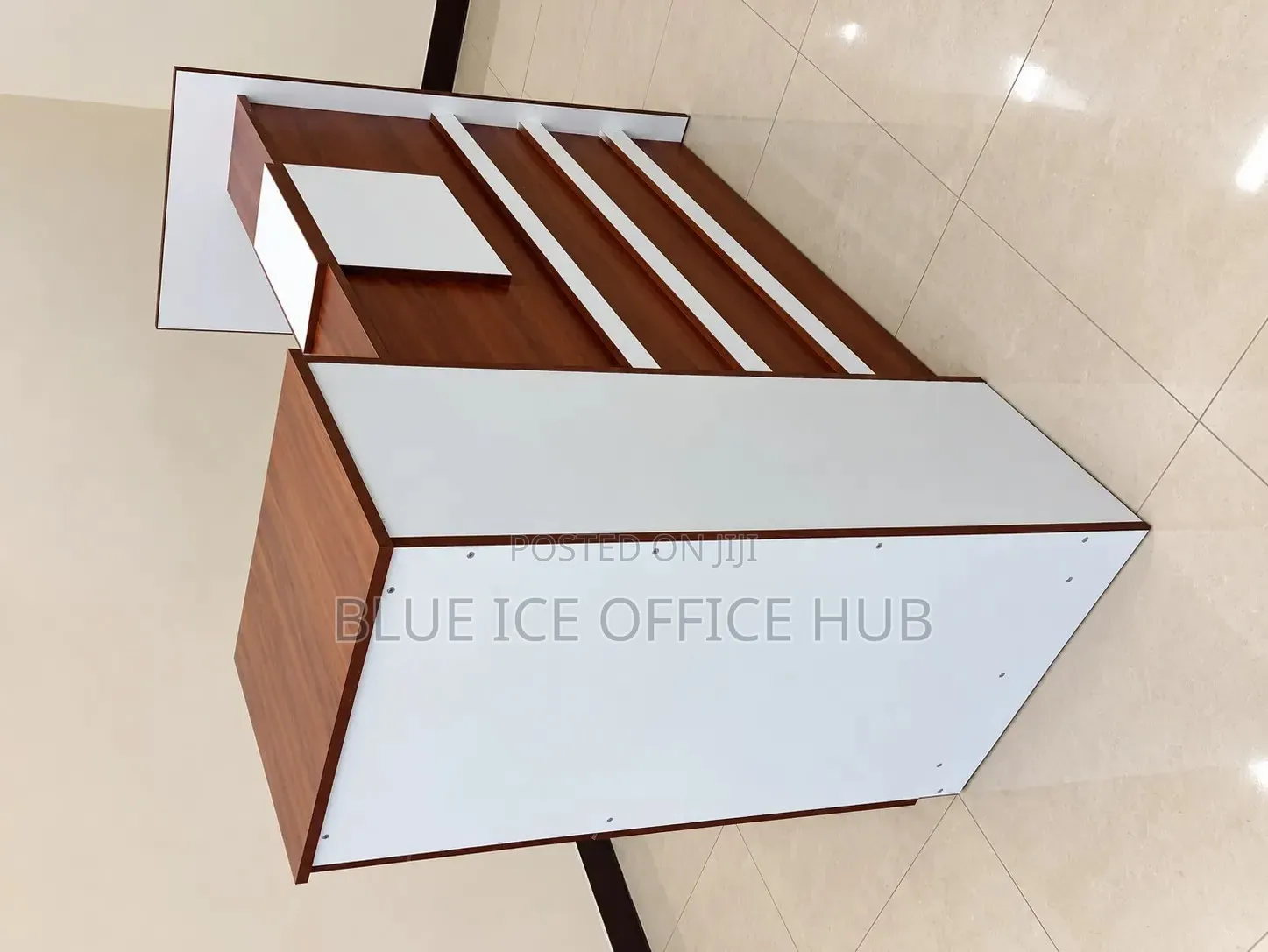Modern Reception Desk – Brown and White