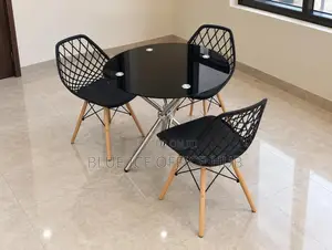 Black Round Dining Table With 3 Chairs