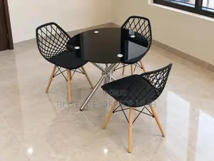 Black Round Dining Table With 3 Chairs