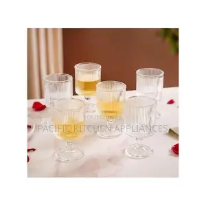 Union Glassware Ribbed Stemmed Glass Cup Set (6-Piece, 180ml)