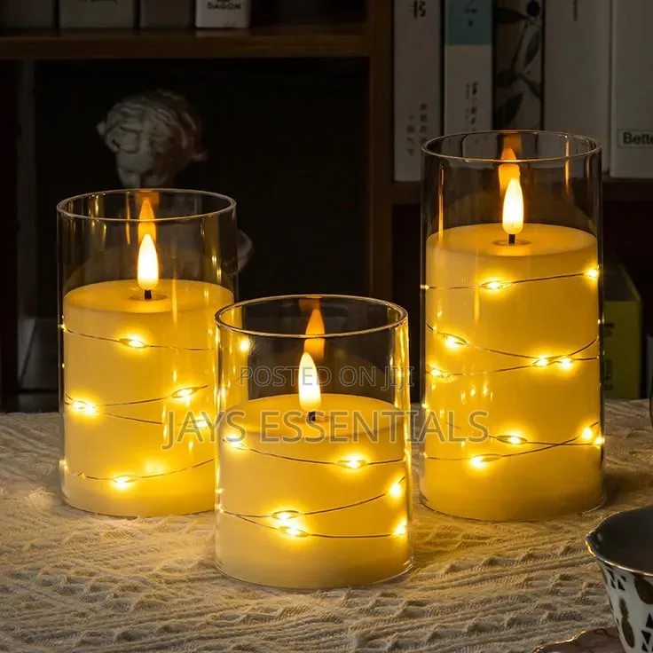 3pc Acrylic LED Fairy Light Candles