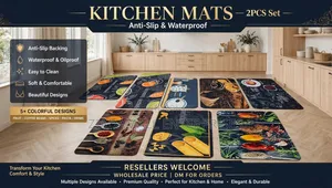 Kitchen Mats 2PCS Set - Anti-Slip Waterproof - 8 Designs -