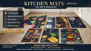 Kitchen Mats 2PCS Set - Anti-Slip Waterproof - 8 Designs -