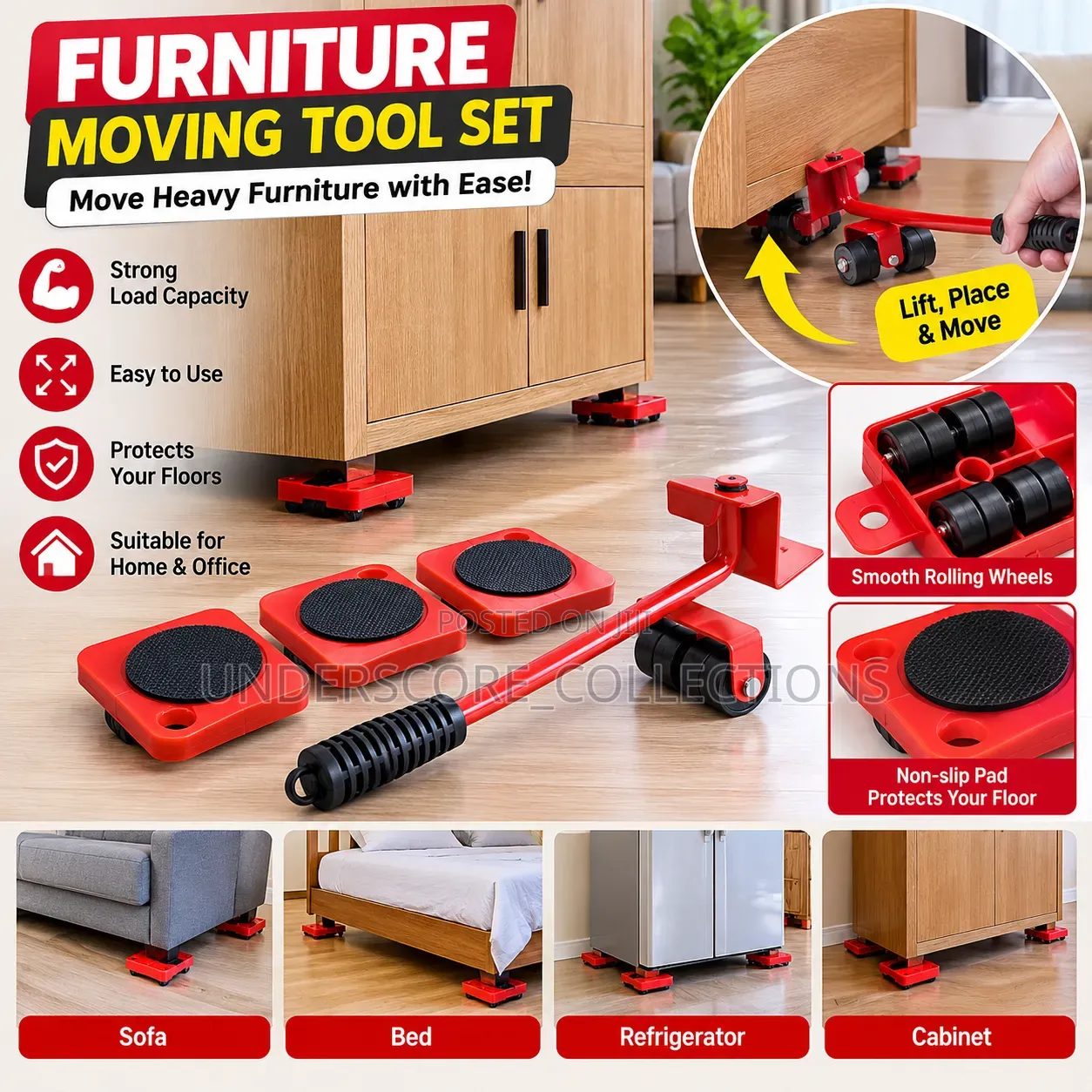 *Detached Heavy Furniture Lifting Trolley