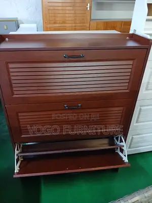 Shoe Rack; Wooden Bucket Flip-Drawer Shoe Storage Cabinet