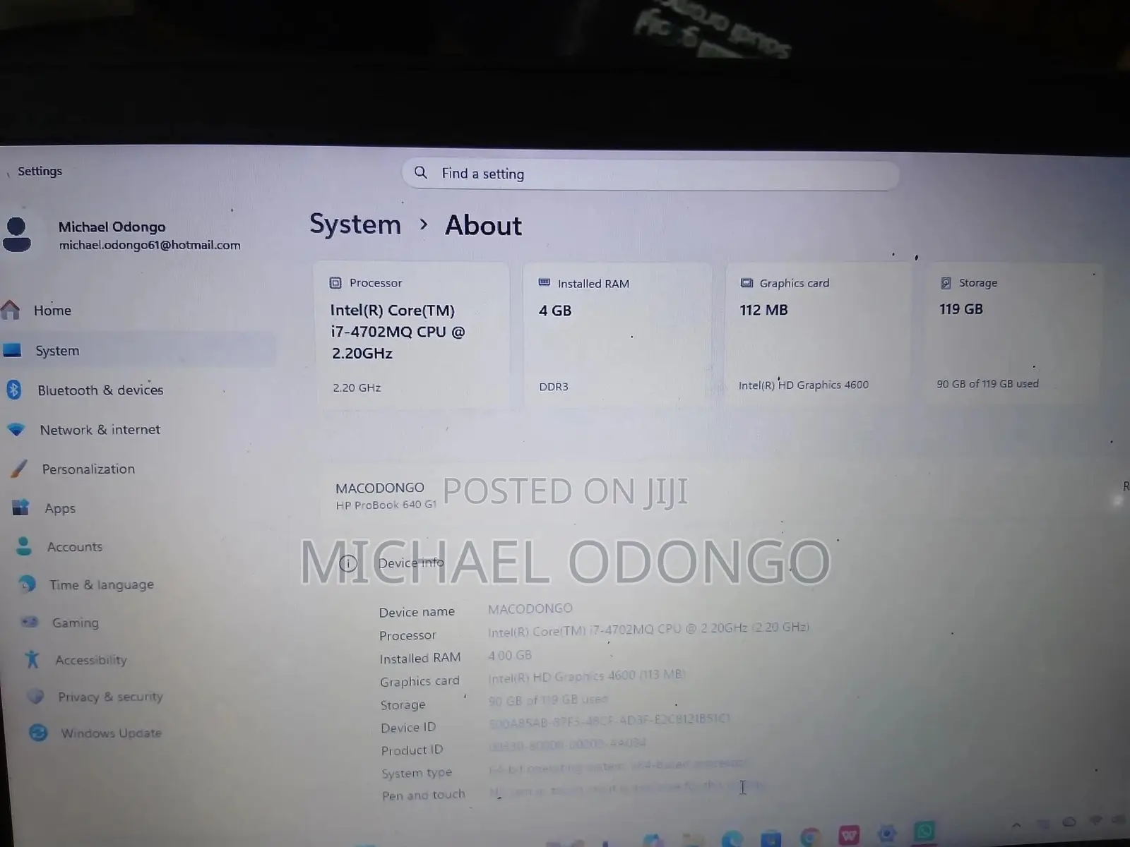 Laptop HP ProBook 650 G1 4GB Intel Core i7 SSD 256GB