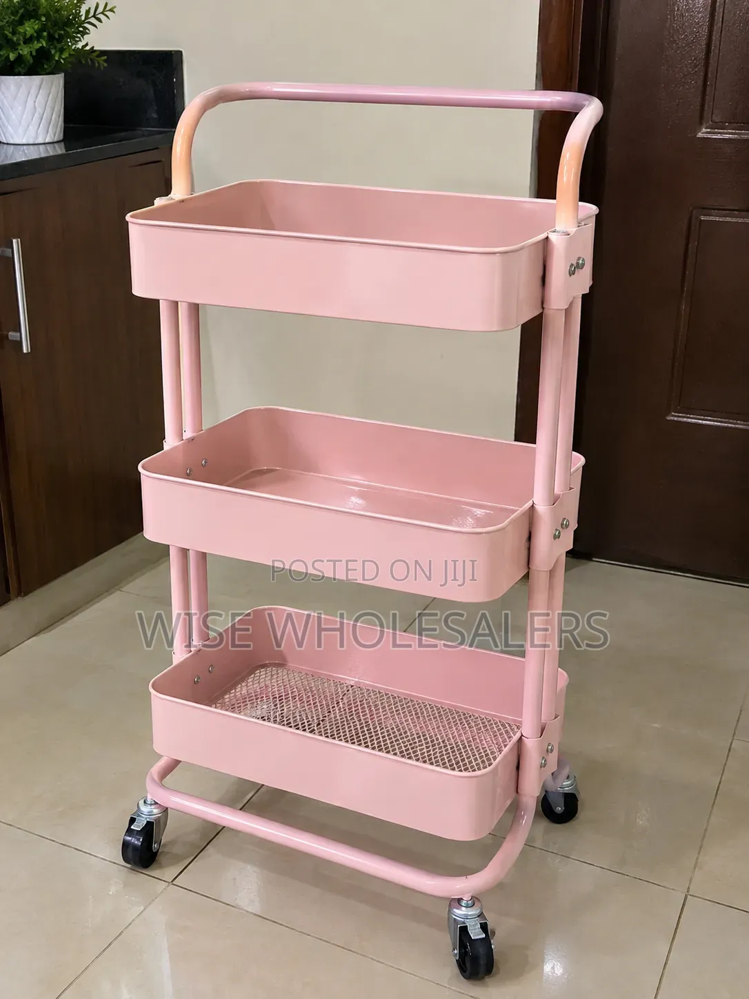 3-Tier Metal Rolling Storage Trolley With Wheels