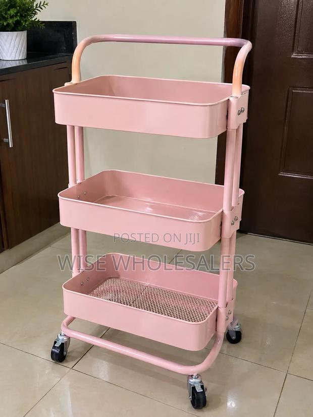 3-Tier Metal Rolling Storage Trolley With Wheels - main view