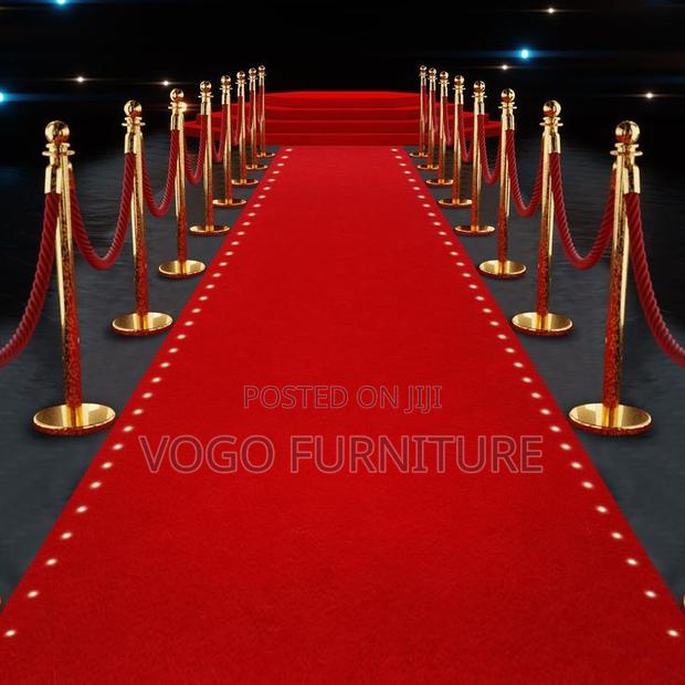 Queue Barrier; Gold Steel Queue Control Post With Red Velvet Rope - main view