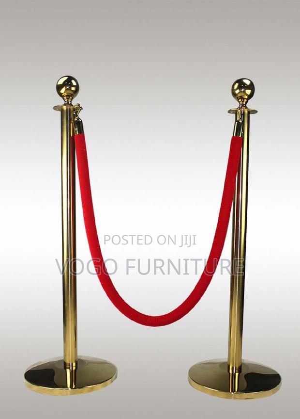 Queue Barrier; Gold Steel Queue Control Post With Red Velvet Rope - thumbnail 8