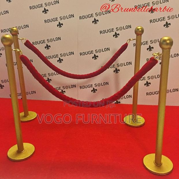 Queue Barrier; Gold Steel Queue Control Post With Red Velvet Rope - thumbnail 9