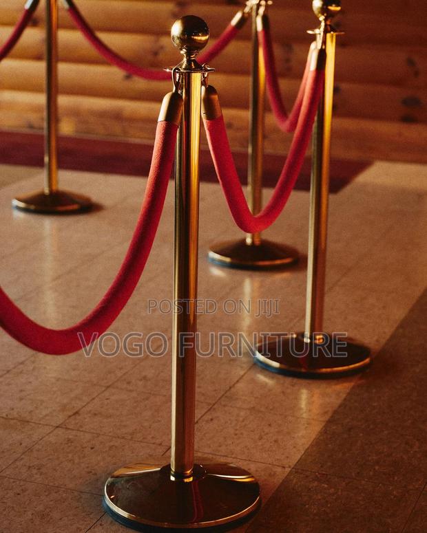 Queue Barrier; Gold Steel Queue Control Post With Red Velvet Rope - thumbnail 10