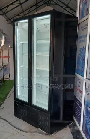 Black Twin Double Door Display Fridge
