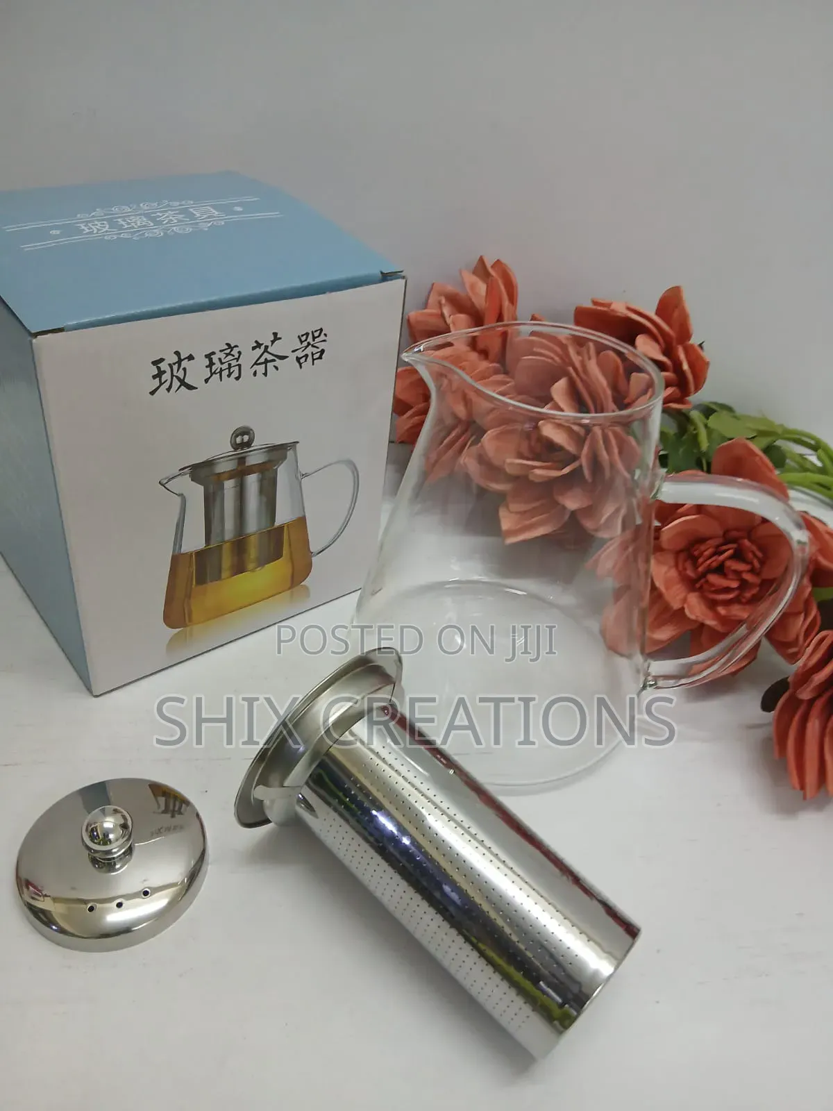Tea Decanter Heat Resistant Pot , Glass With Stainless Sieve