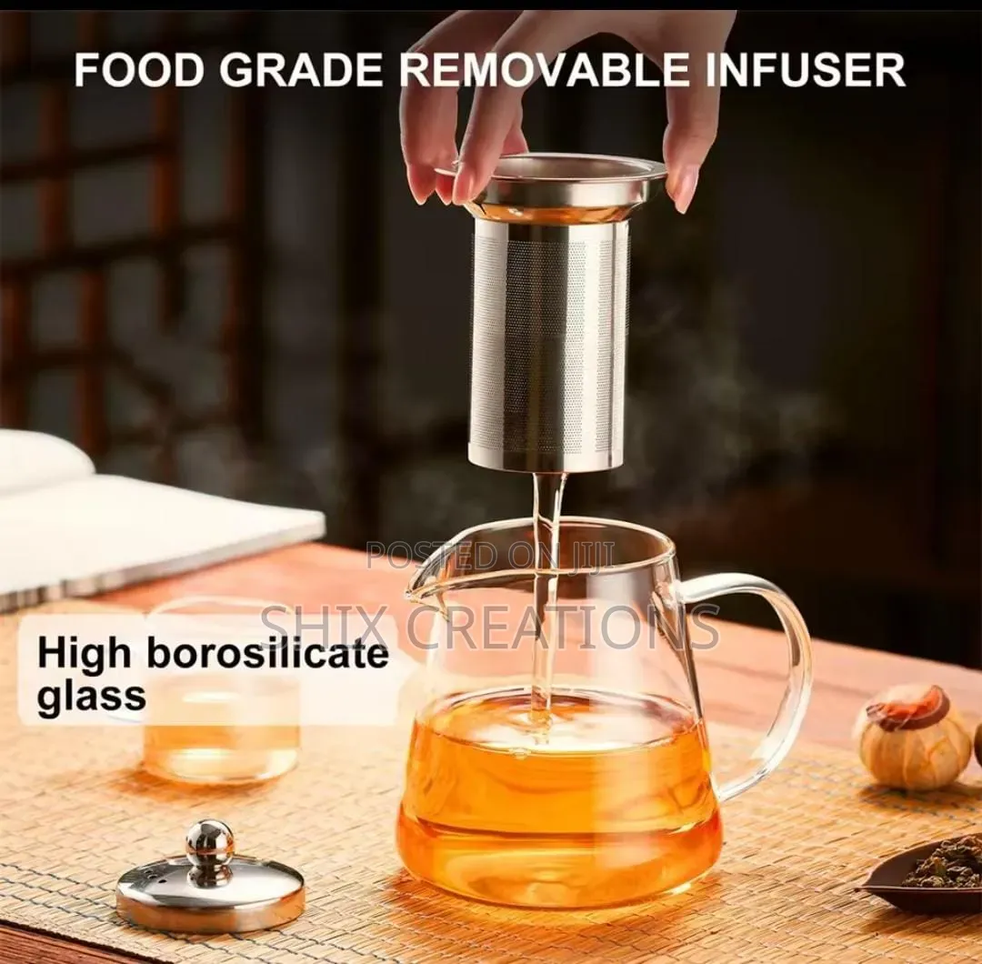 Tea Decanter Heat Resistant Pot , Glass With Stainless Sieve