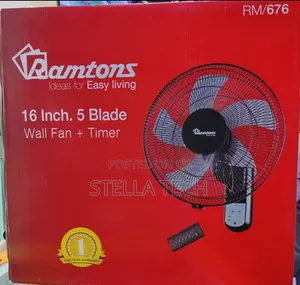 Ramtons 16-Inch 5-Blade Wall Fan With Timer (Model RM/676),