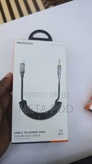 Porodo Type C to AUX 3.5mm Coiled Braided Cable