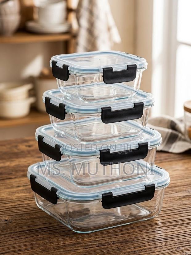 4 PCs Assorted Sizes Borosilicate Glass Snack Storage Sets - thumbnail 3