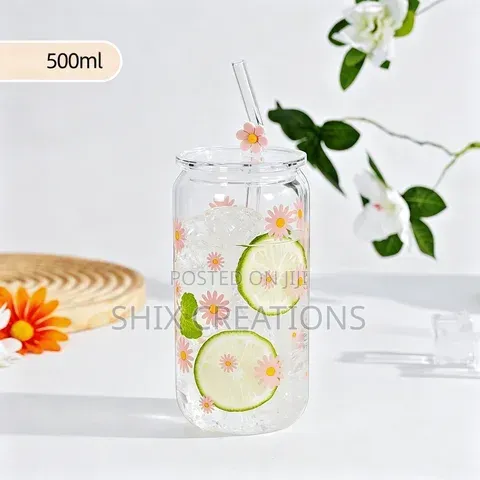 Portable Smoothie Glass Mug With Lid Juice Jar With Lid