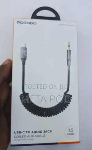 Porodo Type C to AUX 3.5mm Coiled Braided Cable