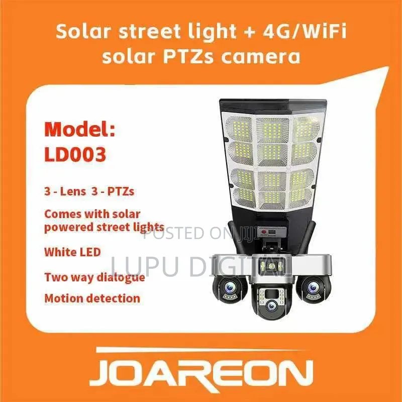 LD003 Solar Streetlight + 3 Lens PTZ Camera