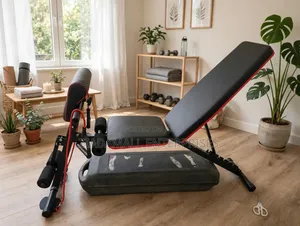 Foldable Gym Bench Adjustable Incline - Home Workout Bench + Bands