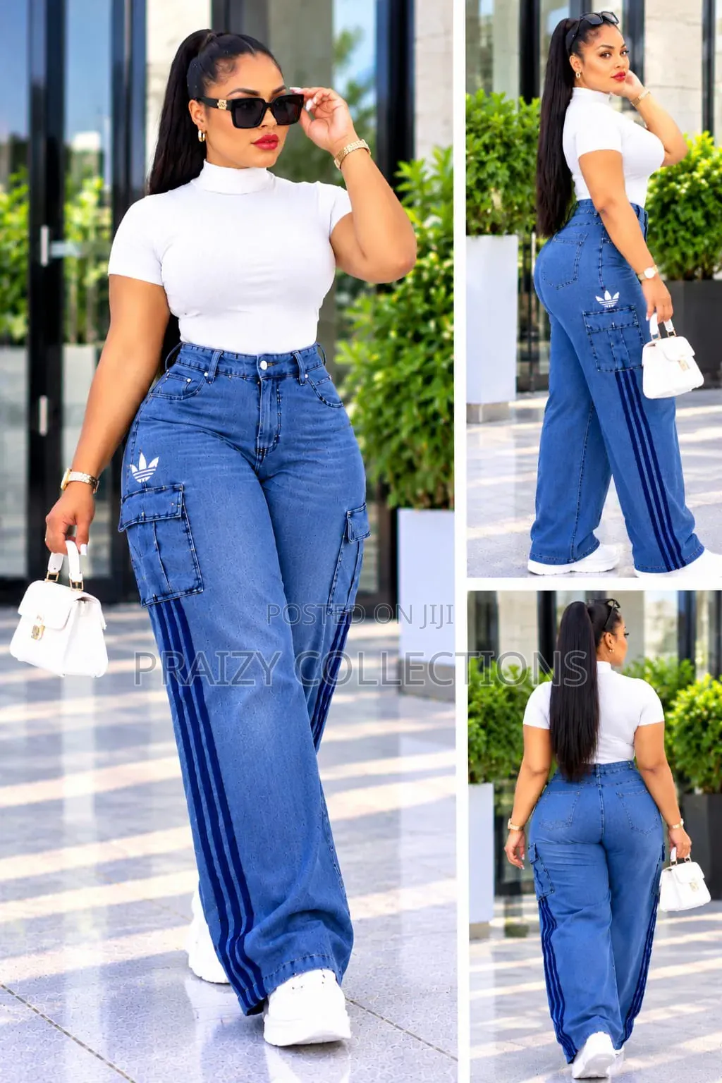 Heavy Denim 2pc Adidas Cargo Trouser With a Free Size Pullneck Top
