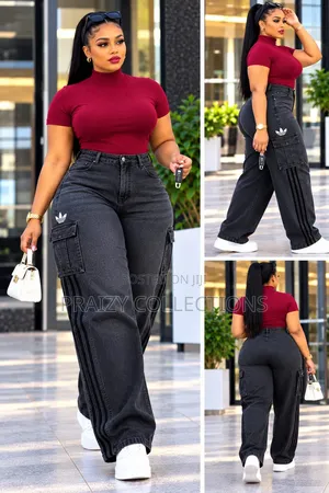 Heavy Denim 2pc Adidas Cargo Trouser With a Free Size Pullneck Top
