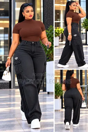 Heavy Denim 2pc Adidas Cargo Trouser With a Free Size Pullneck Top