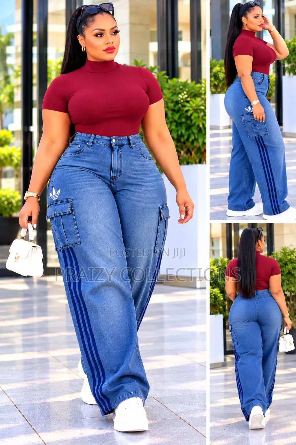 Heavy Denim 2pc Adidas Cargo Trouser With a Free Size Pullneck Top