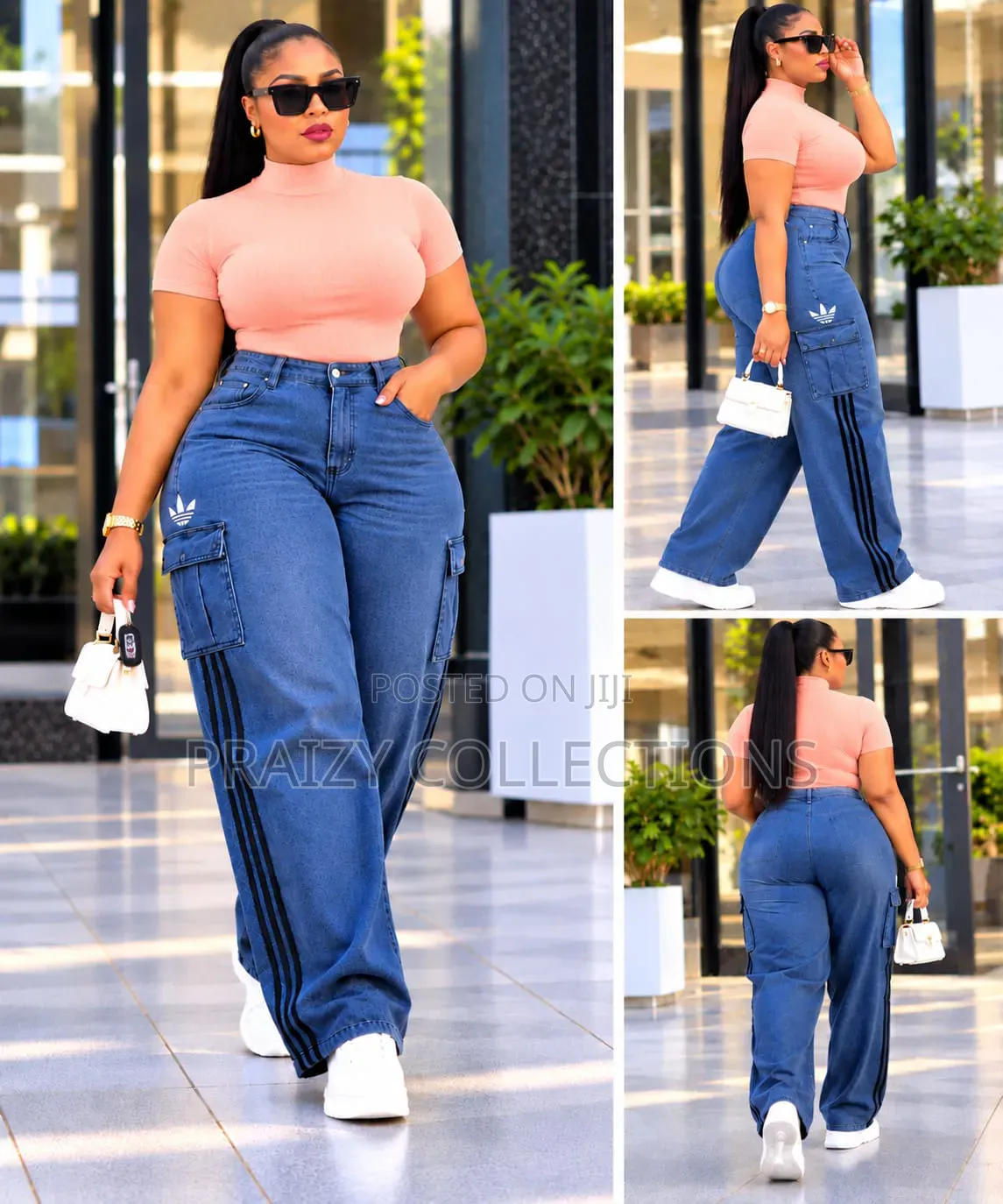 Heavy Denim 2pc Adidas Cargo Trouser With a Free Size Pullneck Top